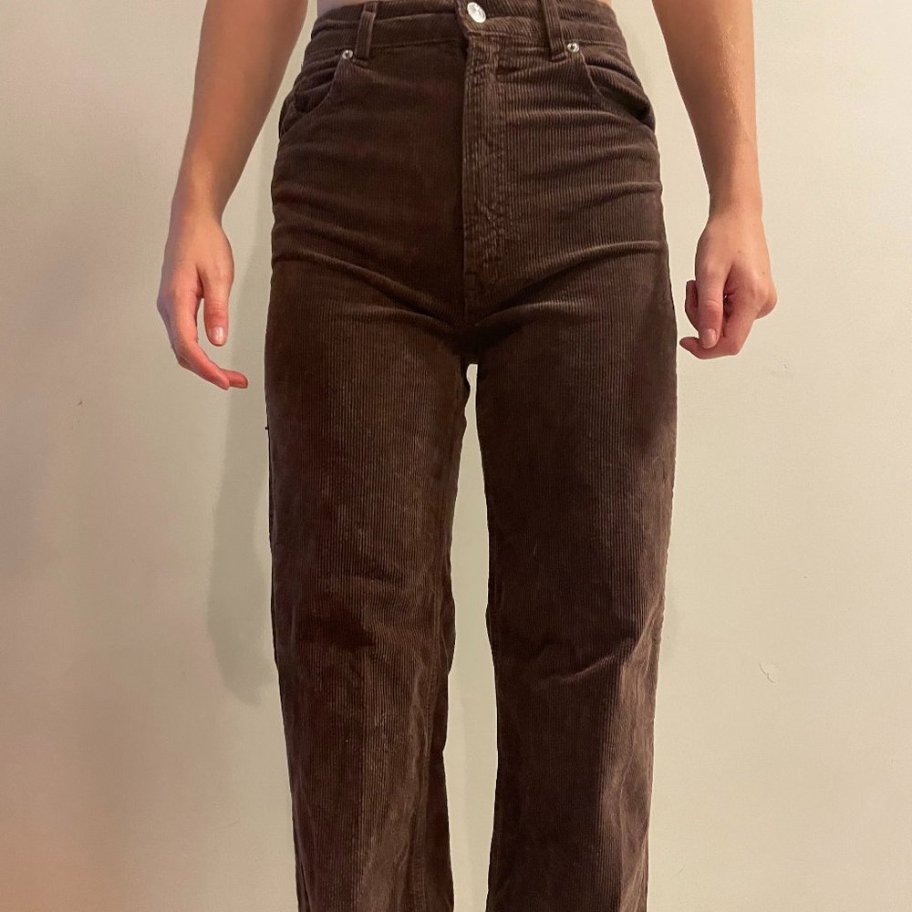 Brown corduroy high waisted flare pants - Divided size 4